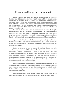 Hist&oacute;ria do Evangelho em Mamba&iacute; - Prefeitura de Mamba&iacute;-GO