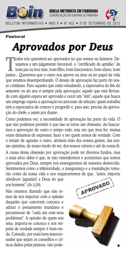 Aprovados por Deus - Igreja Metodista em Itaberaba