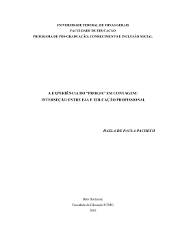 a experi&ecirc;ncia do &ldquo;proeja&rdquo; em contagem