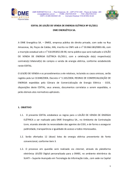 Edital do Leil&atilde;o de Venda de Energia DMEE n&ordm;