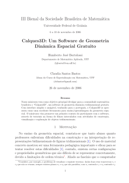 III Bienal da Sociedade Brasileira de Matem&aacute;tica Calques3D: Um