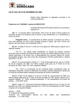 LEI N&ordm; 6343, DE 05 DE DEZEMBRO DE 2000.