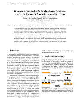 Grava&ccedil;&atilde;o e Caracteriza&ccedil;&atilde;o de Microlentes Fabricadas Atrav&eacute;s da