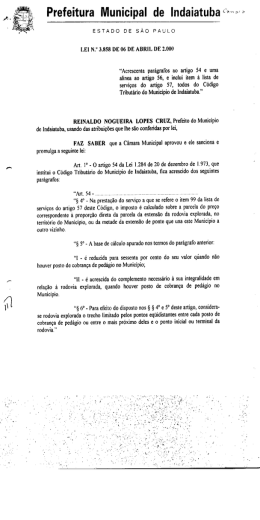 Lei 1284 Alterada pela Lei 3858 - C&acirc;mara Municipal de Indaiatuba