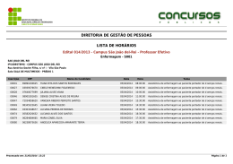 DIRETORIA DE GEST&Atilde;O DE PESSOAS LISTA DE HOR&Aacute;RIOS