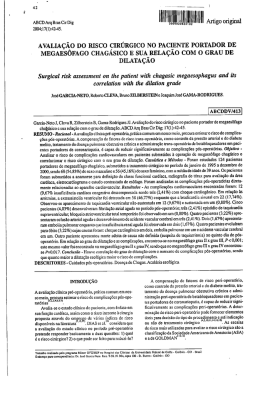 Avalia&ccedil;&atilde;o do risco cir&uacute;rgico no paciente portador de megaes&ocirc;fago