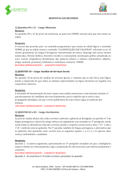 RESPOSTAS AOS RECURSOS 1) Quest&otilde;es 09 e 12