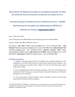 Experimentos de Radiocomunica&ccedil;&atilde;o em Emerg&ecirc;ncia