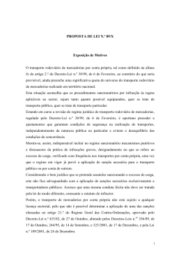 PROPOSTA DE LEI N.&ordm; 89/X Exposi&ccedil;&atilde;o de Motivos O transporte