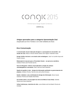 Artigos aprovados para a categoria Apresenta&ccedil;&atilde;o Oral Eixo