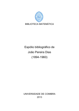 Espólio bibliográfico de João Pereira Dias (1894