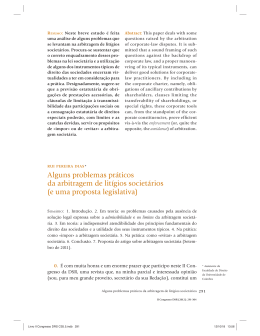 Alguns problemas pr&aacute;ticos da arbitragem de lit&iacute;gios societ&aacute;rios (e