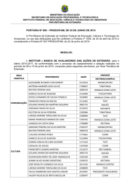 PORTARIA N&ordm; 009 &ndash; PROEX/IFAM, DE 25 DE JUNHO DE 2015 A