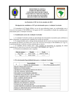 Divulgação dos candidatos pré-selecionados