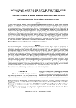 RACIONALIDADE AMBIENTAL POR PARTE DE