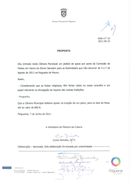 PROPOSTA Deu entrada nesta C&acirc;mara Municipal um pedido de