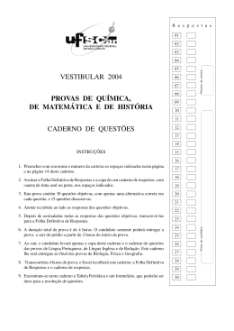 VESTIBULAR 2004 PROVAS DE QUÍMICA, DE MATEMÁTICA