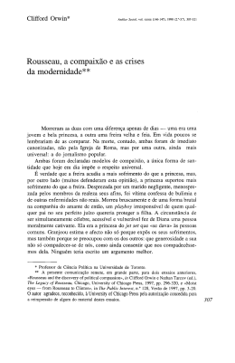Rousseau, a compaix&atilde;o e as crises da modernidade