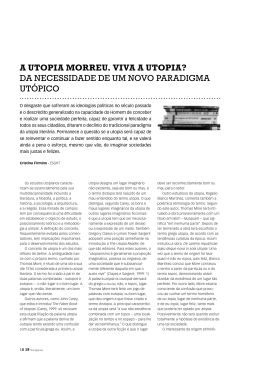 A UTOPIA MORREU. VIVA A UTOPIA? DA