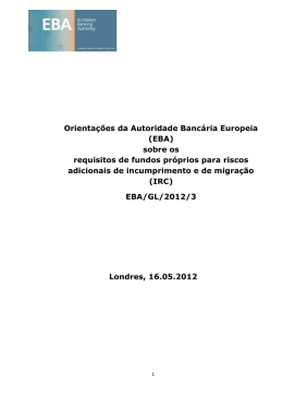 Orientações da Autoridade Bancária Europeia (EBA) sobre