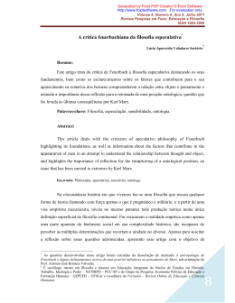 A cr&iacute;tica feuerbachiana da filosofia especulativa
