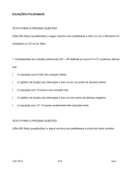 EQUA&Ccedil;&Otilde;ES POLINOMIAIS TEXTO PARA A
