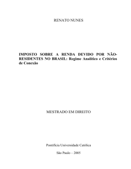 RESIDENTES NO BRASIL: Regime Anal&iacute;tico e Crit&eacute;rios de