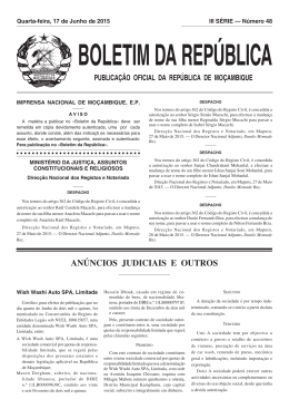 anúncios judiciais e outros - Portal do Governo de Moçambique