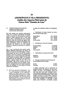 IV - Adem&oacute;polis e Vila Presidente: An&aacute;lise dos Aspectos Relevantes