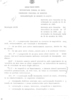 Resolução 04/89 - TWiki - Universidade Federal da Bahia