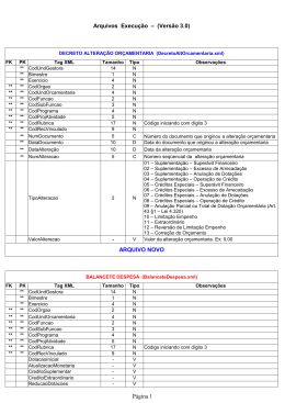 Página 1 Arquivos Execução – (Versão 3.0) ARQUIVO NOVO