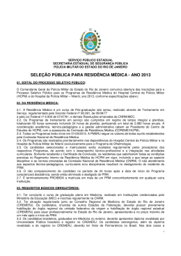 sele&ccedil;&atilde;o p&uacute;blica para resid&ecirc;ncia m&eacute;dica - ano 2013