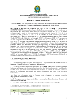 Edital n&ordm; 91 de 07 de agosto de 2015 - Concurso P&uacute;blico