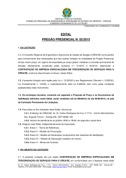 EDITAL PREGÃO PRESENCIAL N. 02/2015 - Crea-SE
