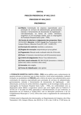 EDITAL PREGÃO PRESENCIAL Nº 002/2015 PROCESSO Nº 004