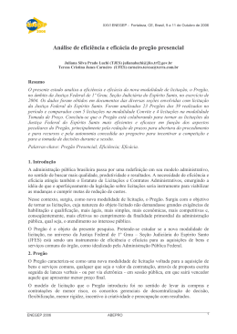An&aacute;lise de efici&ecirc;ncia e efic&aacute;cia do preg&atilde;o presencial