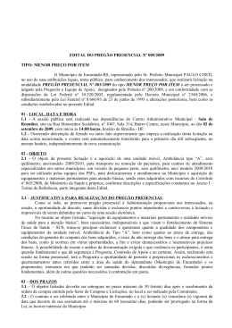 EDITAL DO PREGÃO PRESENCIAL Nº 005/2009 TIPO