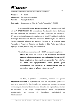 Impugna&ccedil;&atilde;o do Preg&atilde;o Presencial n&ordm; 17/2006