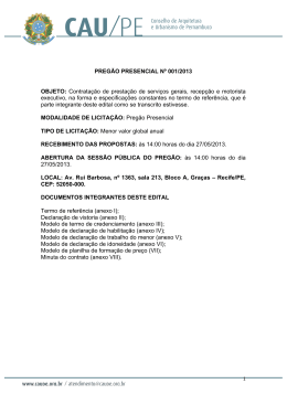 preg&atilde;o presencial n&ordm;: 001/2013 contrata&ccedil;&atilde;o de pessoal