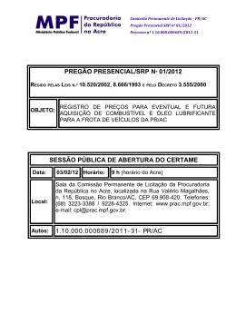PREG&Atilde;O PRESENCIAL/SRP N&ordm; 01/2012 SESS&Atilde;O P&Uacute;BLICA DE