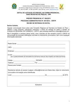 Edital Pregão Presencial SRP n 005 - CRF-PI