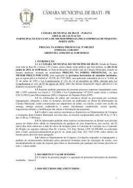 Preg&atilde;o Presencial 05/2015 - C&acirc;mara Municipal de Irati