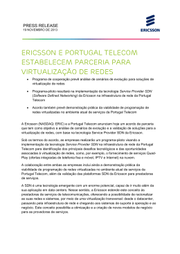 Ericsson e Portugal Telecom estabelecem parceria para