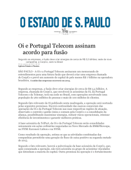 Oi e Portugal Telecom assinam acordo para fusão