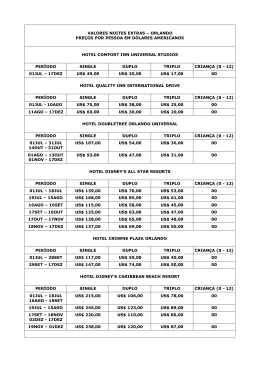 valores noites extras – orlando preços por pessoa em dólares
