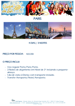 4 DIAS / 3 NOITES PRE&Ccedil;O POR PESSOA: O PRE&Ccedil;O