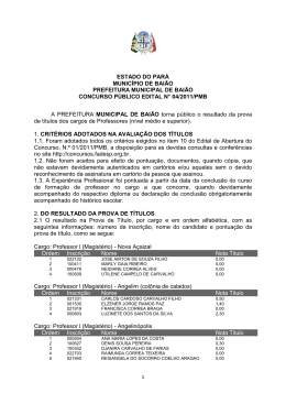 Edital n&deg; 04/2011 - Resultado da Prova de Titulo