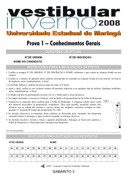 Prova 1 &ndash; Conhecimentos Gerais (Gabarito 3)