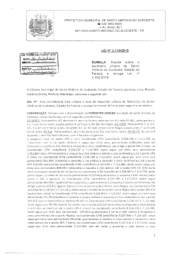 LEI N° 2.519/2015 SUMULA Dispõe sobre o perímetro urbano de