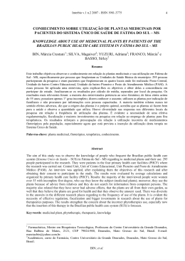 ESTUDO SOBRE A UTILIZAO DE PLANTAS MEDICINAIS